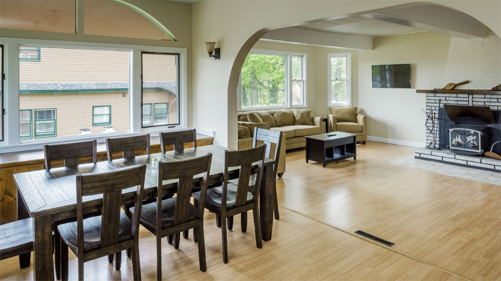 Enjoy a spacious first level floor plan that includes a full dining area and living room